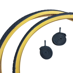 Duro Hybrid Tyres and inner tubes in amberwall 700x38c