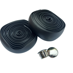 Foam Soft Cork Sports Road Bike Bicycle Handlebar Tape Black Endplugs 2x 2m Roll - Image 2