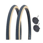 Pair 700x25c tyres and tubes tan wall