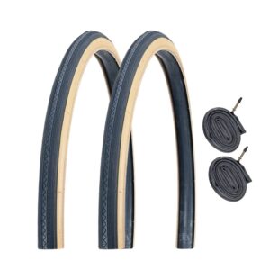 Pair 700x25c tyres and tubes tan wall