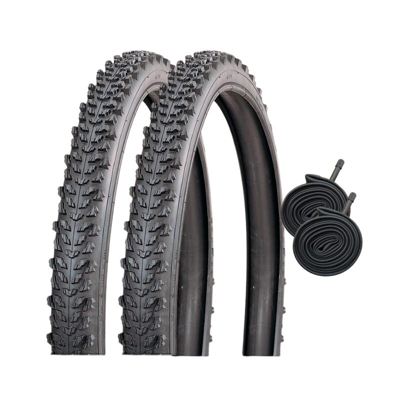 Pair 24x1.75 Tyres and innertubes all black MTB junior mountain bike tyres and inner tubes tires black atb