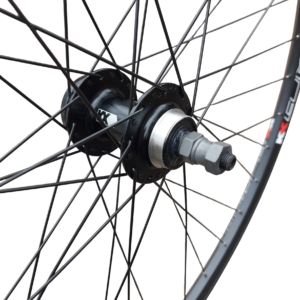 700c Hybrid wheel rear double wall Disc QR Screw on hub for freewheel Black