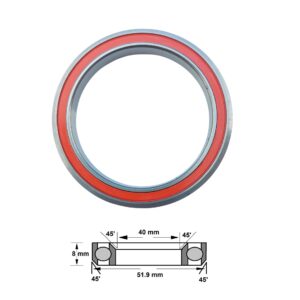 ACB519H8 Headset Bearing 40 x 51.9 x 8 Chamfer 45/45 Angular Contact