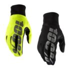 100% Hydromatic gloves waterproof wet weather Black neon yellow small medium large extra large S M L XL