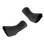 Pair of black Shimano bracket covers for ST-R8000 and ST-R7000 STI brake levers, designed for a secure and comfortable grip