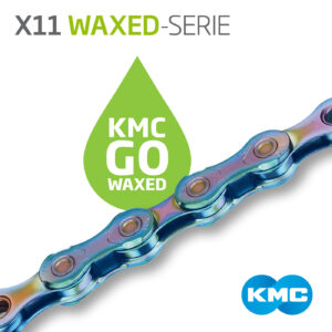 KMC GO WAXED Chain X11 Aurora Blue 11 speed 118 links Oil Slick - Image 5