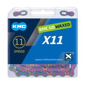 KMC GO WAXED Chain X11 Aurora Blue 11 speed 118 links Oil Slick