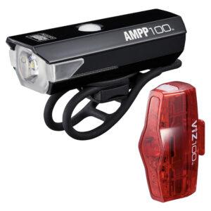 CatEye AMPP 100 Front & ViZ 100 Rear Bike Light Set – USB Rechargeable, 100 Lumen