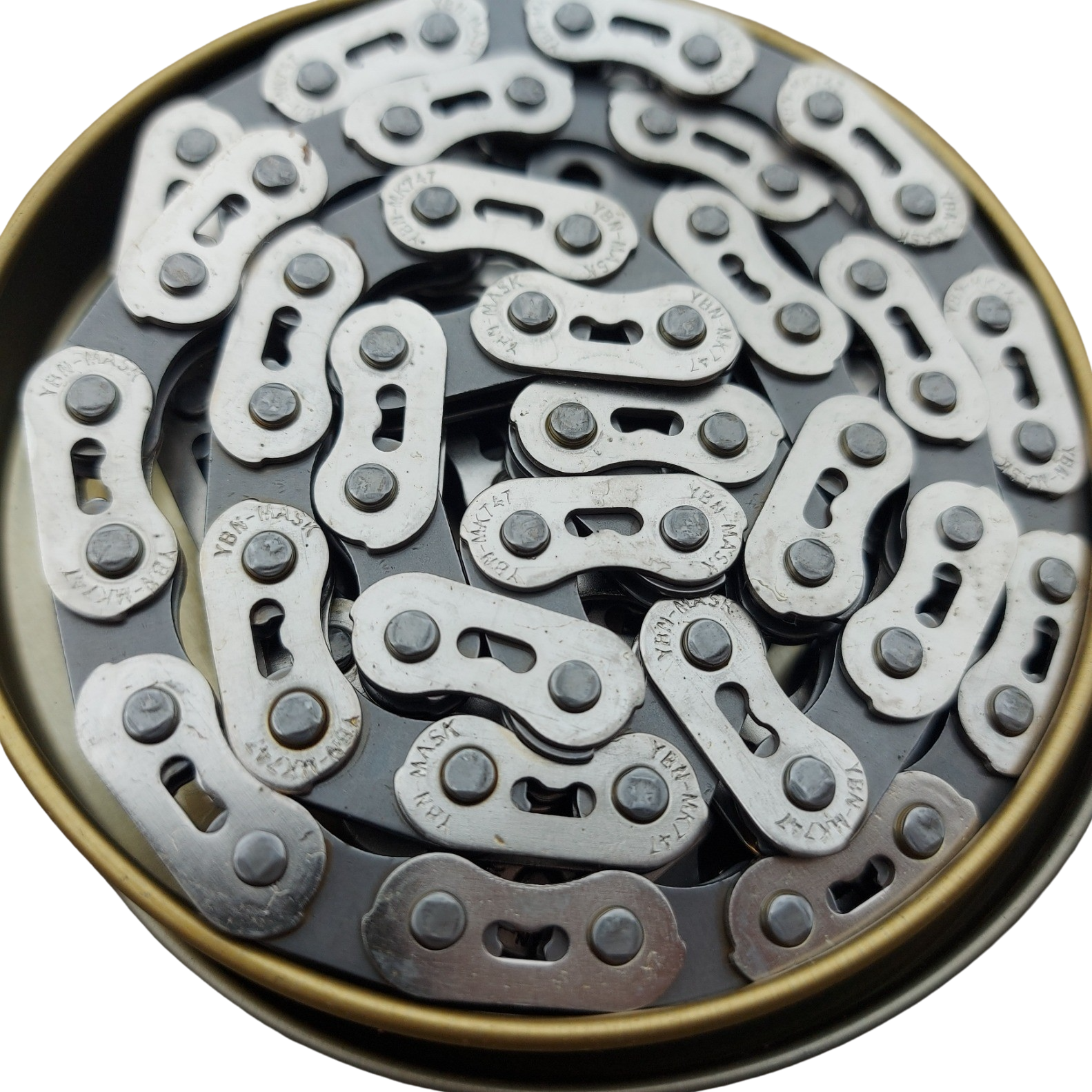 Gusset MX Chain single speed narrow 1/2 x 3/32 Chrome polish Grey 102 links