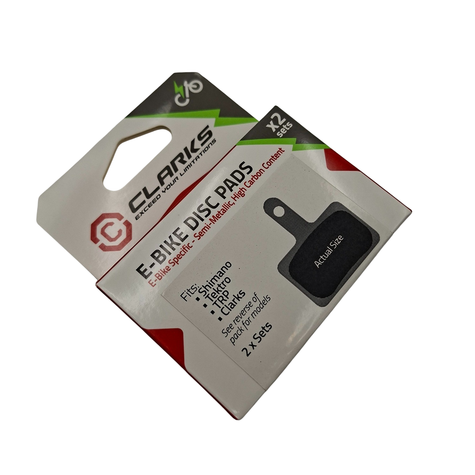 Clarks E-VRS811 E-Bike Disc Brake Pads – Semi-Metallic High Carbon Pads for Shimano, Tektro & TRP Brakes (EVRS811X2)