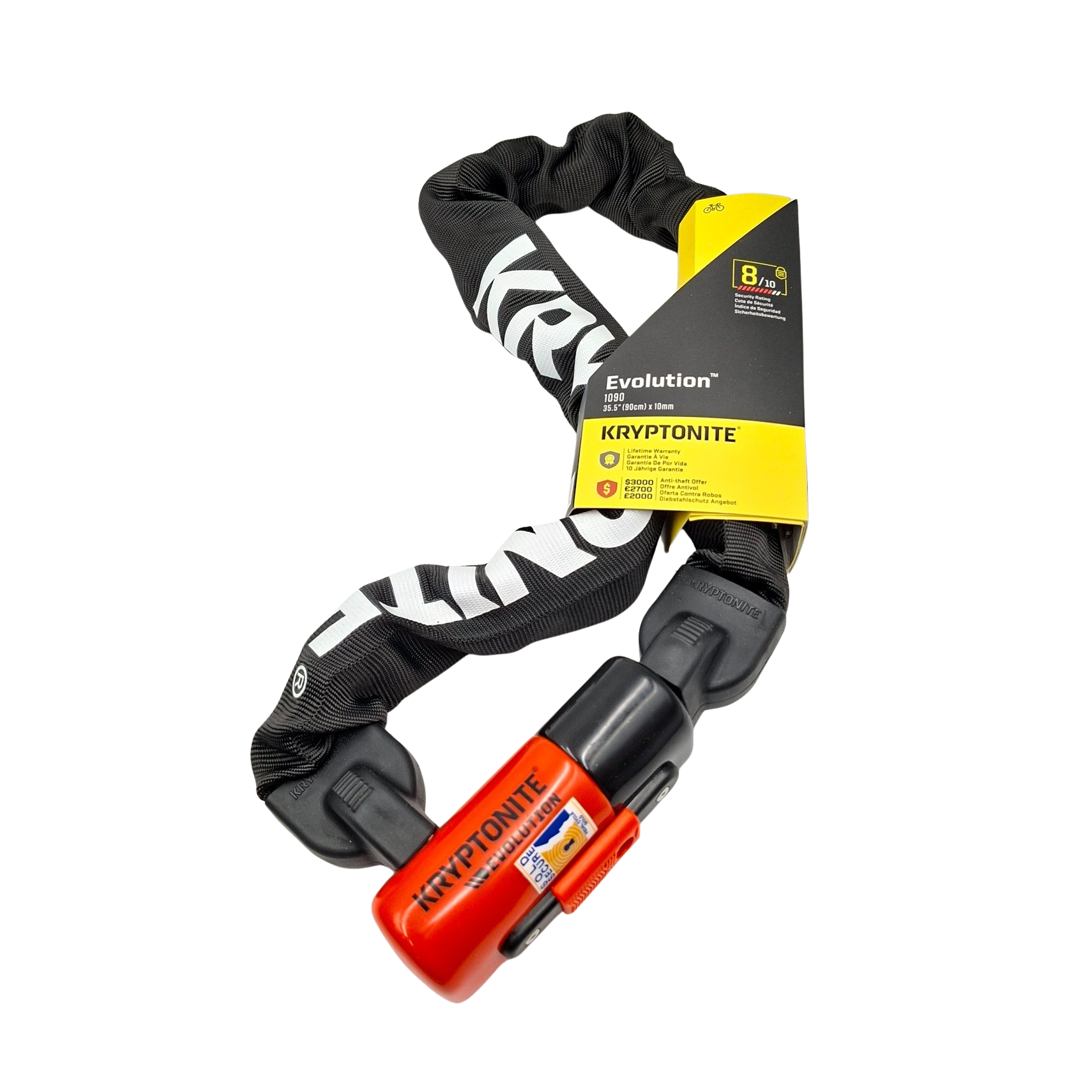 Kryptonite Evolution 1090 Chain Lock | 10mm x 90cm Integrated | High Security Sold Secure Gold Bike Lock - Image 5