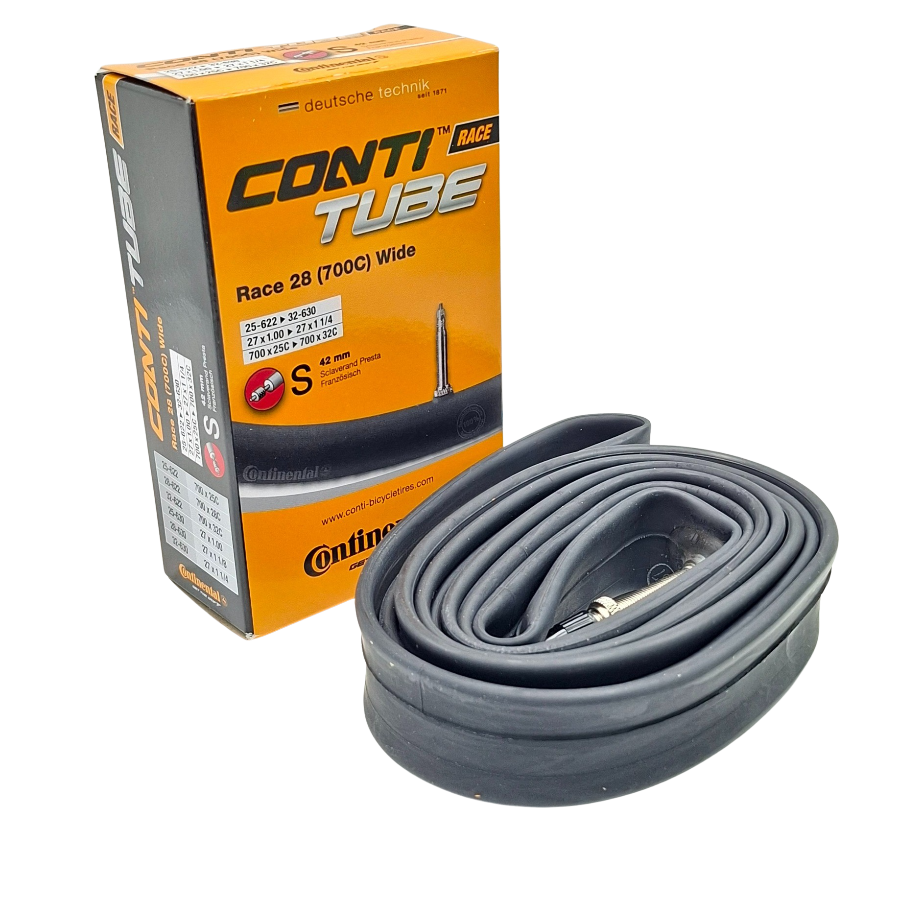 Continental Race 28 Wide Inner Tube – 700c / 27" – Presta Valve 42mm