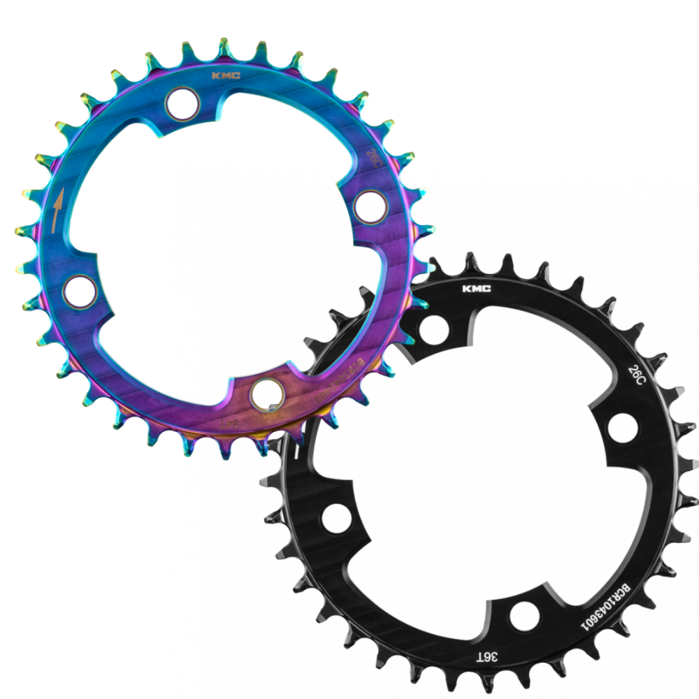 KMC 104BCD MTB Chainring – Narrow-Wide – 32T / 34T / 36T – Black or Aurora